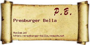 Presburger Bella névjegykártya
